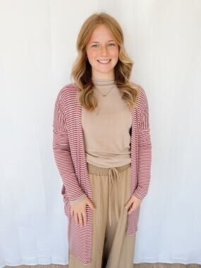 Mauve Striped Cardigan